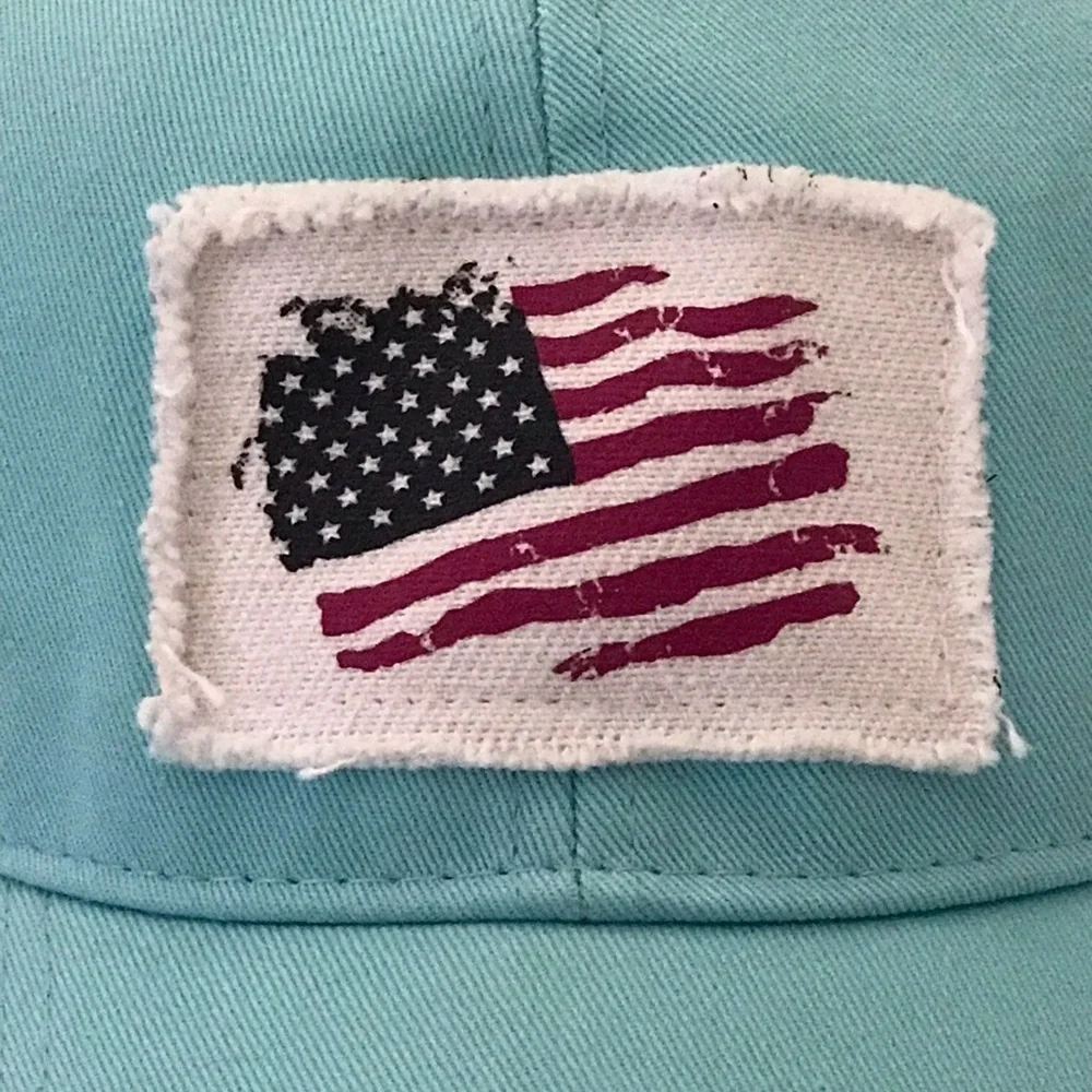 Rural King Headwear Women's American Flag Aqua SnapBack Adjustable Ball Cap